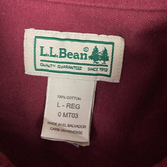 LL Bean Chamois Cloth Shirt Men's Large Red Cotton Hiking Outdoor Button 0 MT03 - Picture 4 of 10